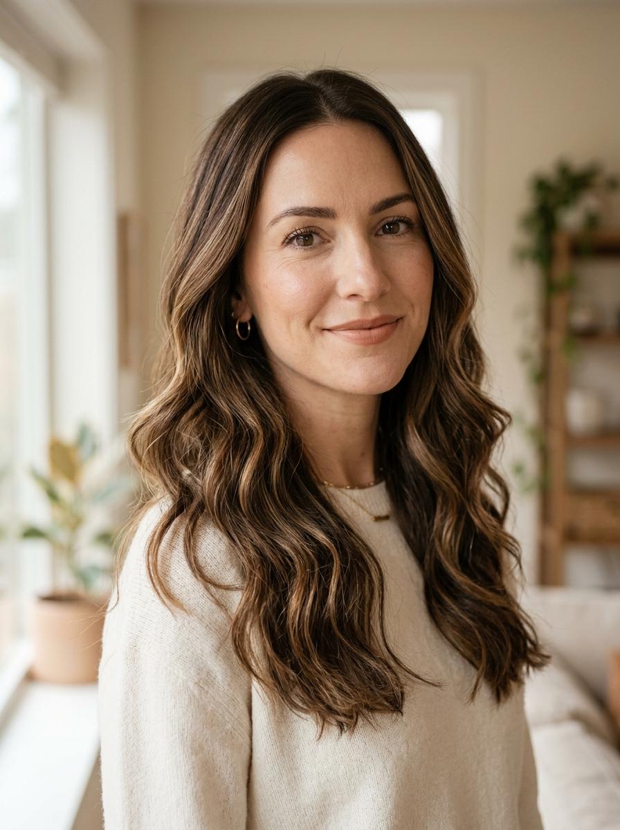 Braune Haare mit Highlights - Haarfarben Idee